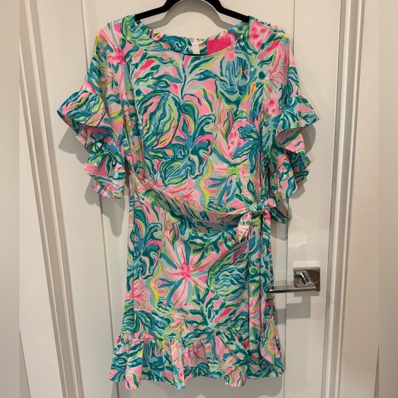 Lilly Pulitzer Darlah Stretch Wrap Dress NWOT size 12 colorful - Picture 7 of 11